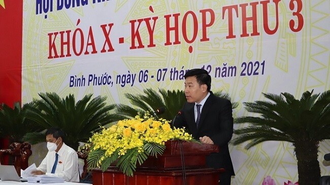 Bí thư tỉnh ủy Bình Phước Nguyễn Mạnh Cường phát biểu tại kỳ họp
