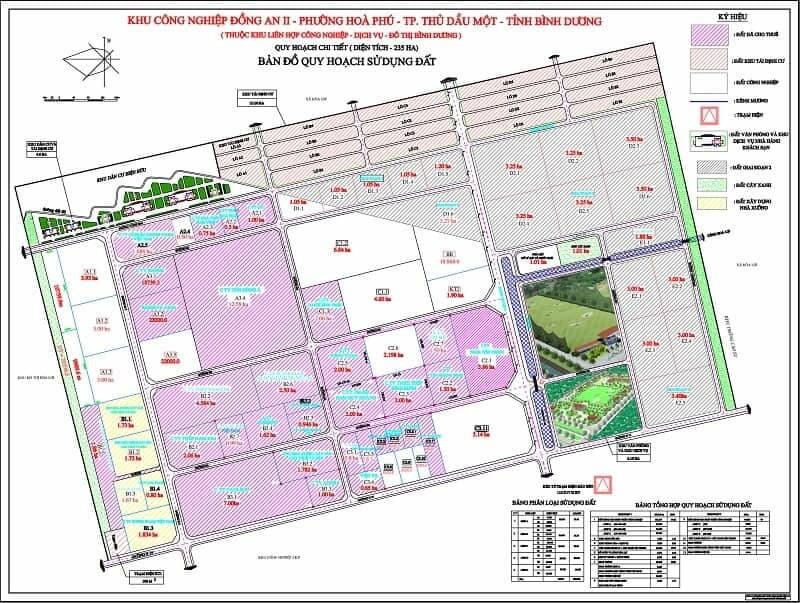 Planning map of Dong An 2 industrial zone in Binh Duong (Source: Internet)