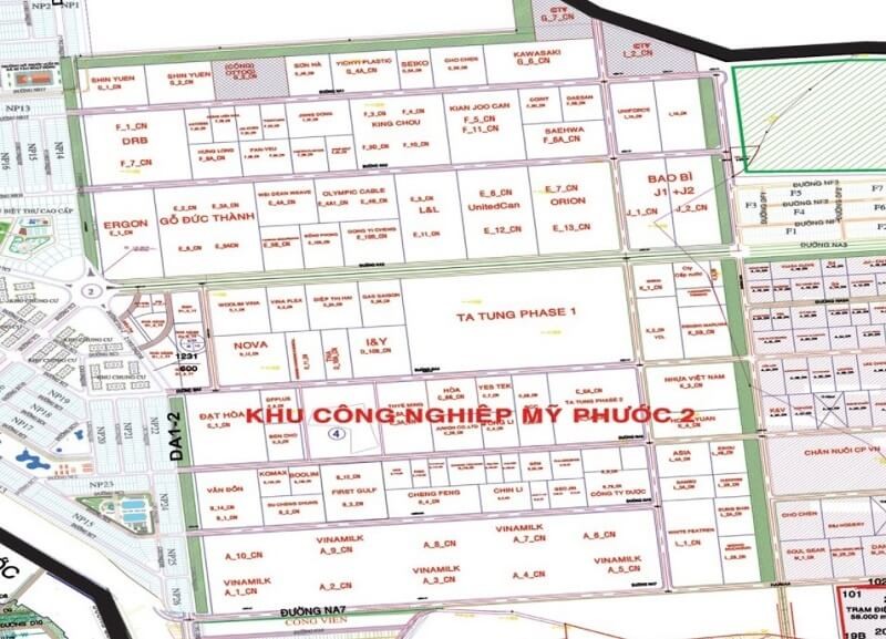 Planning map of My Phuoc 2 industrial zone in Binh Duong (Source: Internet)