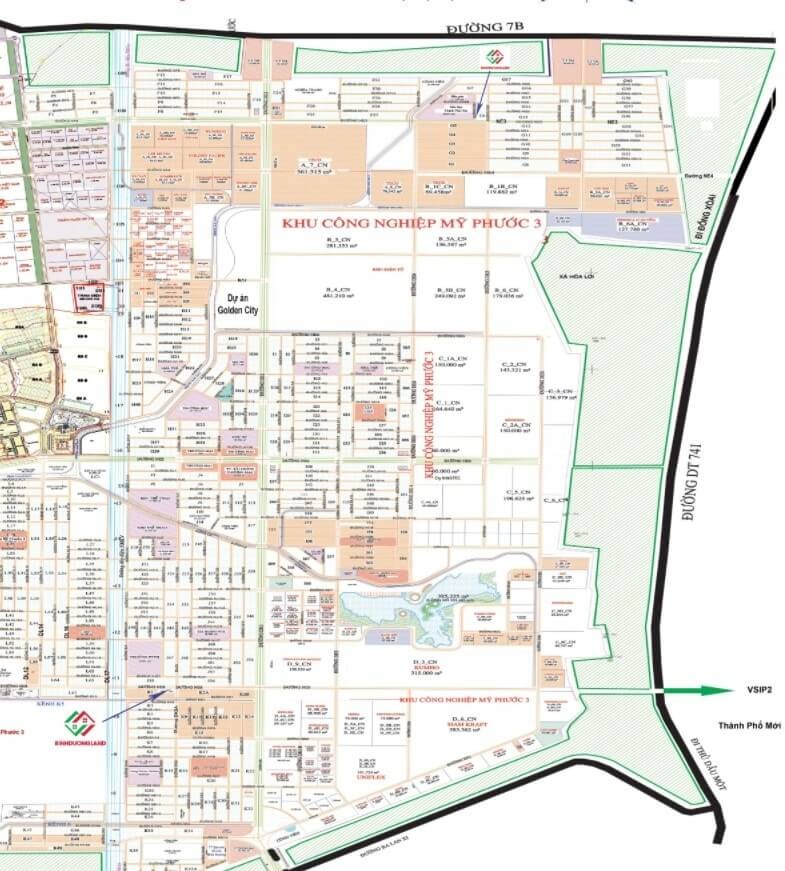 Planning map of My Phuoc 3 industrial zone in Binh Duong (Source: Internet)