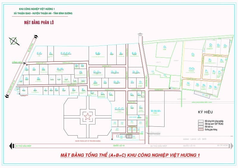 Planning map of Viet Huong 1 industrial park in Binh Duong (Source: Internet)