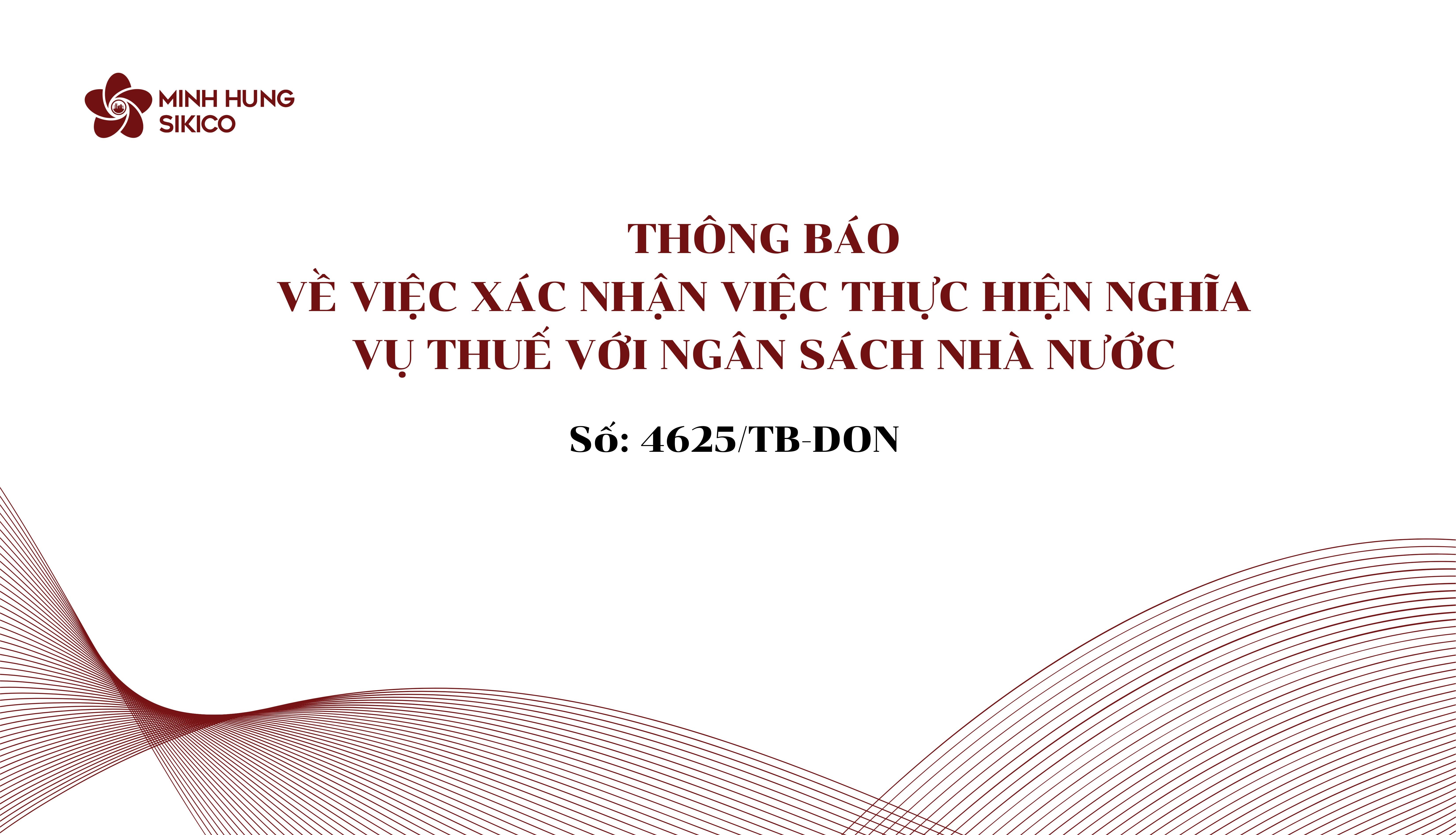 Thông báo về việc xác nhận việc thực hiện nghĩa vụ thuế với ngân sách nhà nước